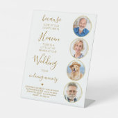 Weddenschap Memorial Elegant Gold Custom Photo Hea Reclamebord Met Voetstuk (Voorkant)