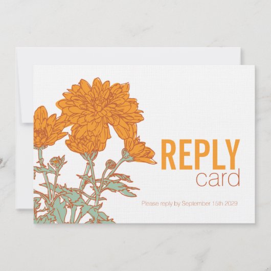 Weddenschap met chrysanthemum oranje herfstbruilof kaart (Voorkant)