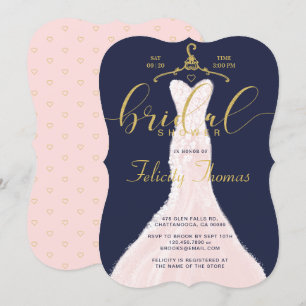 Weddenschap met de marine Gold Bridal Shower Kaart
