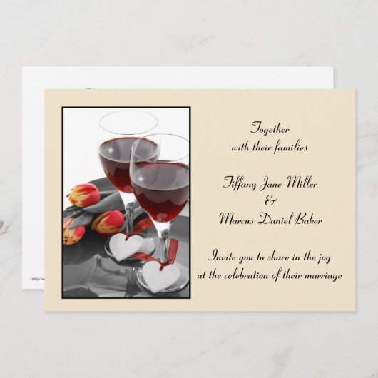 Weddenschap met een wijnbril en rode wijn kaart (Voorkant / Achterkant)