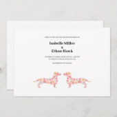 Weddenschap met Floral Dachshund Dog Kaart (Voorkant / Achterkant)