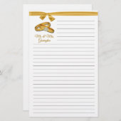 Weddenschap met gouden banden met gouden lint briefpapier (Voorkant / Achterkant)