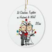 Weddenschap met grijze hond-feestdag keramisch ornament (Links)