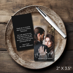 Weddenschap met handgeschreven budget bedankt notitiekaartje