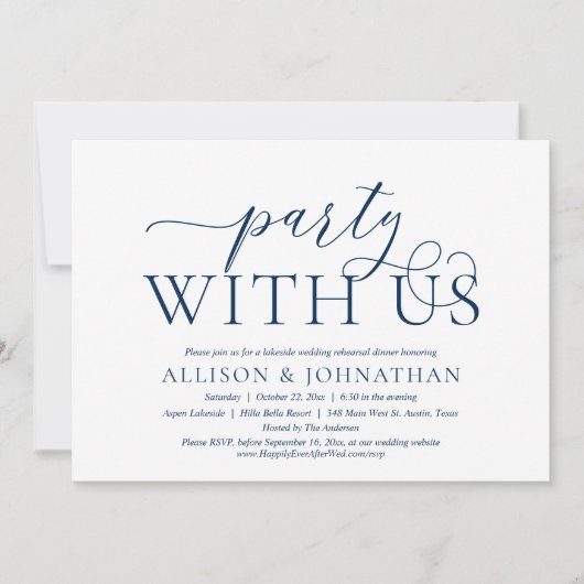 Weddenschap met ons, marineblauw kaart (Voorkant)