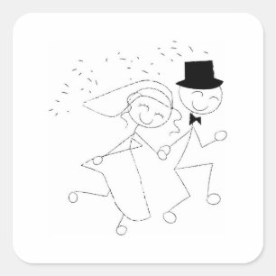 Weddenschap met recessioneel paar vierkante sticker