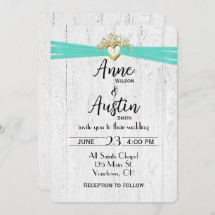 Weddenschap met Turquoise Ribbon op hout Kaart