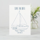 Weddenschap met zeilboot - Bewaar de datum Save The Date (Staand voorkant)