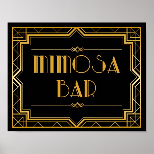 Weddenschap - Mimosa Bar Gatsby Wedding Sign Poster (Voorkant)
