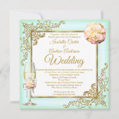 Weddenschap Mint Coral Champagne Gold Pearl Kaart (Voorkant)