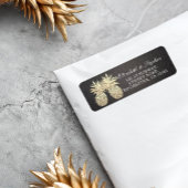Weddenschap Modern Black Gold Pineapple Couple Etiket