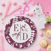 Weddenschap Modern Burgundy Initialen Bord (Feest)