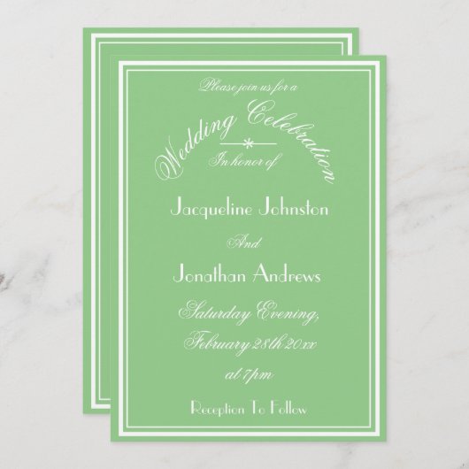 Weddenschap Modern Chic Soft Green Bride Groom Wed Kaart (Voorkant / Achterkant)