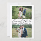 Weddenschap Moderne Calligrafie 2 Fotoliefhebbers Bedankkaart (Voorkant)