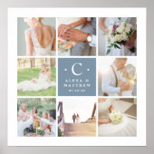 Weddenschap Monogram 8 Foto Collage Poster (Voorkant)