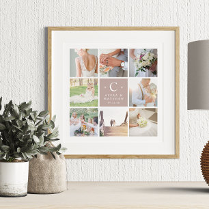Weddenschap Monogram 8 Foto Collage Poster