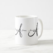 Weddenschap Monogram A & Names Black White Favor M Koffiemok (Voorkant rechts)