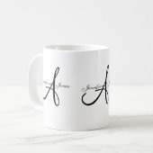 Weddenschap Monogram A & Names Black White Favor M Koffiemok (Voorkant links)