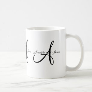 Weddenschap Monogram A & Names Black White Favor M Koffiemok