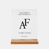 Weddenschap Monogram Black en White Elegant Guest Acryl Bord (Voorkant)