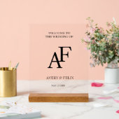 Weddenschap Monogram Black en White Elegant Guest Acryl Bord (Huwelijk)