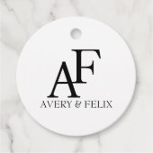 Weddenschap Monogram Black en White Elegant Guest Bedankjes Labels (Voorkant)
