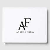 Weddenschap Monogram Black en White Elegant Guest Gastenboek (Voorkant)