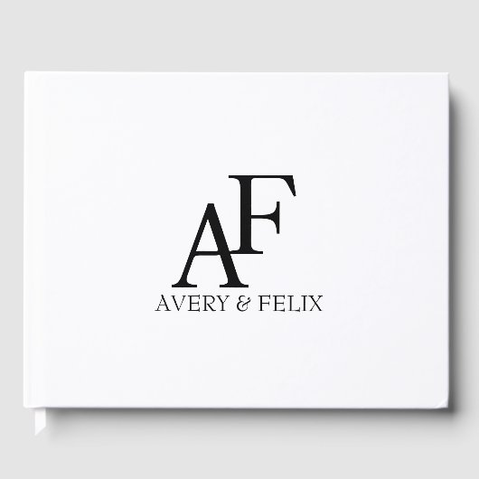 Weddenschap Monogram Black en White Elegant Guest Gastenboek (Voorkant)