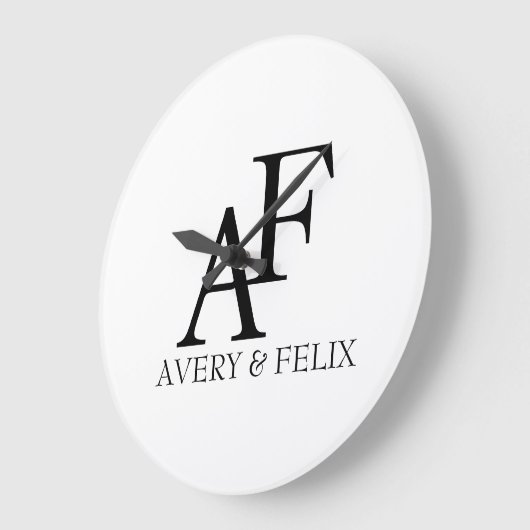 Weddenschap Monogram Black en White Elegant Guest Grote Klok (Hoek)