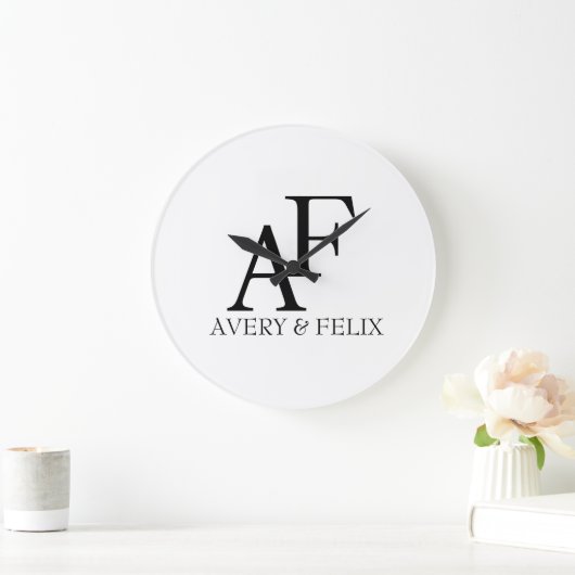 Weddenschap Monogram Black en White Elegant Guest Grote Klok (Huis)