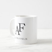 Weddenschap Monogram Black en White Elegant Guest Koffiemok (Voorkant links)