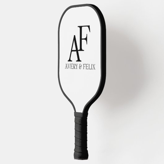 Weddenschap Monogram Black en White Elegant Guest Pickleball Paddle (Links)