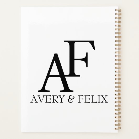 Weddenschap Monogram Black en White Elegant Guest Planner (Achterkant)