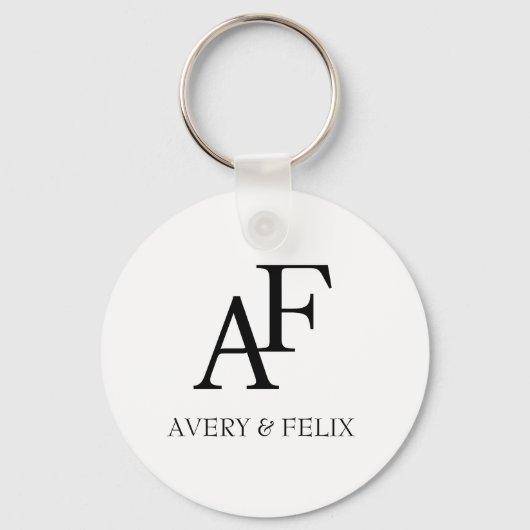 Weddenschap Monogram Black en White Elegant Guest Sleutelhanger (Voorkant)