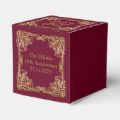 Weddenschap-monogram Classic Gold Lijst Burgundy Bedankdoosjes (Achterkant)
