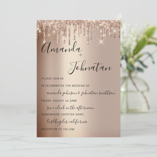 Weddenschap-monogram drift ongekend glitter Roos G Kaart (Staand voorkant)