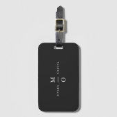 Weddenschap Monogram Elegant Minimal Stylish Black Bagagelabel (Voorkant (verticaal))