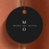 Weddenschap Monogram Elegant Minimal Stylish Black Bedankjes Labels
