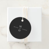 Weddenschap Monogram Elegant Minimal Stylish Black Bedankjes Labels (In situ)