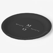 Weddenschap Monogram Elegant Minimal Stylish Black Papieren Bordje (Gekanteld)