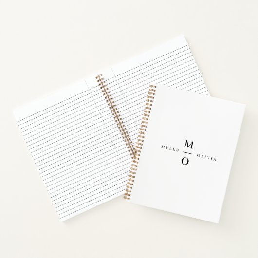 Weddenschap Monogram Elegant Minimalist Simple Whi Notitieboek (Binnen)