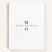 Weddenschap Monogram Elegant Minimalist Simple Whi Notitieboek (Voorkant)