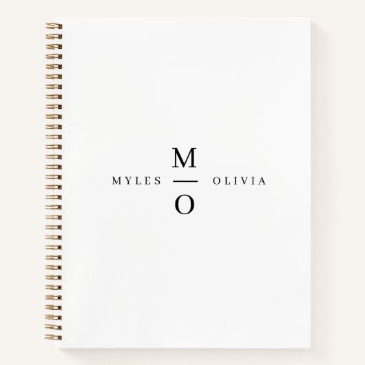 Weddenschap Monogram Elegant Minimalist Simple Whi Notitieboek (Voorkant)