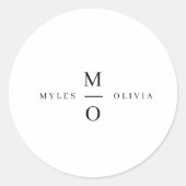 Weddenschap Monogram Elegant Minimalist Simple Whi Ronde Sticker (Voorkant)