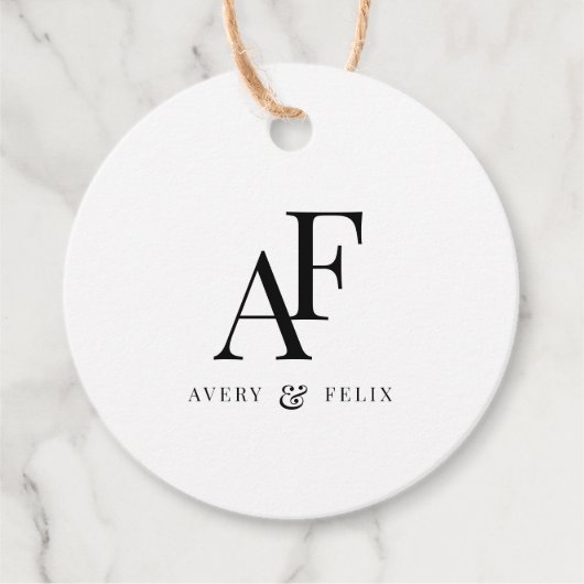 Weddenschap Monogram Elegant Simple Minimalist Bedankjes Labels (Voorkant)