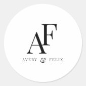 Weddenschap Monogram Elegant Simple Minimalist Ronde Sticker (Voorkant)