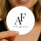 Weddenschap Monogram Elegant Simple Minimalist Ronde Sticker