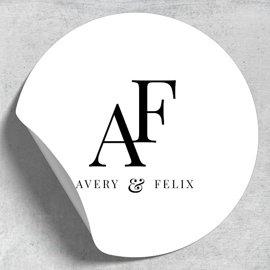 Weddenschap Monogram Elegant Simple Minimalist Ronde Sticker