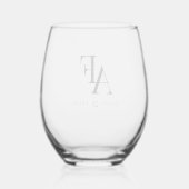 Weddenschap Monogram Elegant Simple Minimalist Wijnglas Zonder Voet (Achterkant)