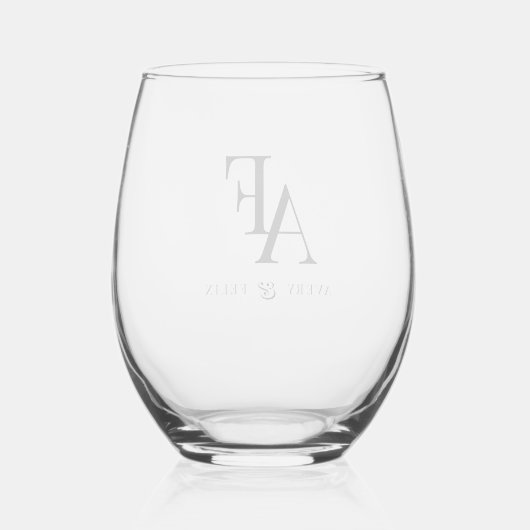 Weddenschap Monogram Elegant Simple Minimalist Wijnglas Zonder Voet (Achterkant)